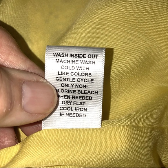 Elle Women’s Dress Eyelet Sunny Yellow Collared Elastic Waist Tie Lined - Picture 10 of 11